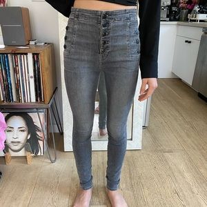 J Brand Natasha Sky High Buttoned Skinny Jeans